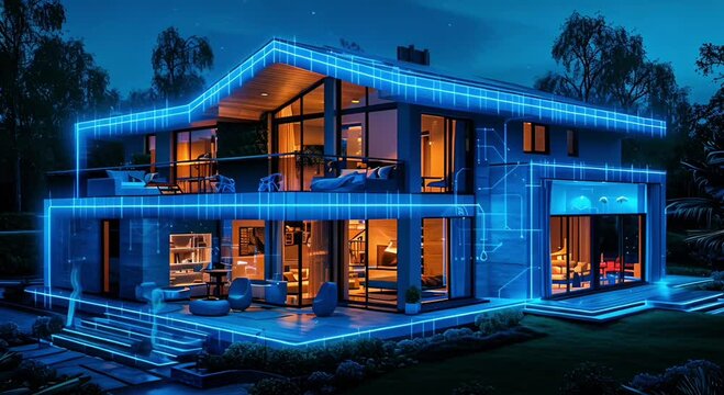 Smart home equipped with AI-powered systems that anticipate and fulfill occupants' needs, demonstrating the integration of artificial intelligence into domestic environments 