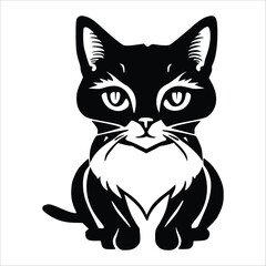  Cat Vector outline drawing | black and white cat 