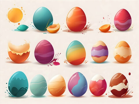 Set of easter eggs. Fantasy Egg Series. Unique Artwork with a Cheerful Splash of Colors.