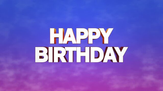 Colorful Happy Birthday words in handwritten-style font on a blue and purple gradient background; versatile image for sending cheerful birthday wishes