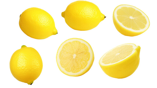 Lemon Slice on Transparent Background - Tropical Citrus Fruit for Summer Recipes and Food Design