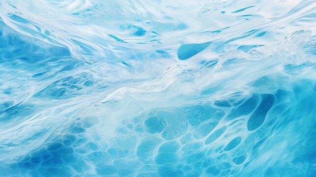 Abstract Ocean Wave Texture: Blue Aqua Teal Water, Graphic Background for Web Banner or Copy Space
