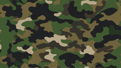 Green military camouflage seamless pattern background. Vector illustration.