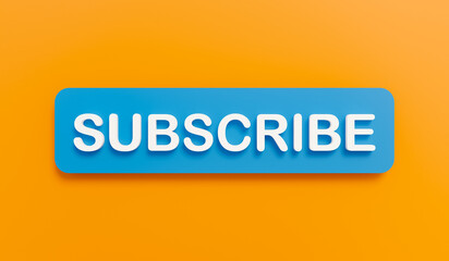 Subscribe banner in yellow and blue. Sign up, register, apply, support, social media follower.