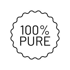 100 percent pure label sticker badge stamp icon, Isolated Transparent Background, 100% pure, vector illustration