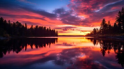 Serene Lake Sunset: Captivating Colors Reflecting on Water, Canon RF 50mm f/1.2L USM Capture