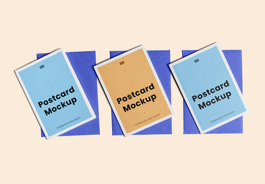 Tripple Postcard Mockups