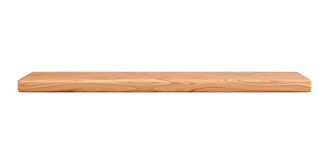 Empty wooden shelf with wall mounting. 3D render illustration