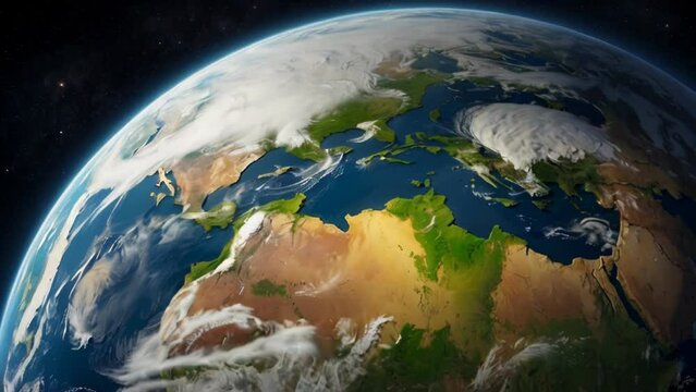Earth from Space with Sunlight