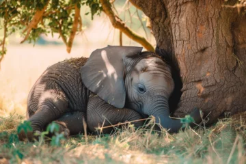 Foto op Aluminium an elephant sleeping under a tree © imur