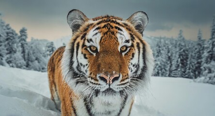 Siberian tiger closeup shot cinematic, tiger