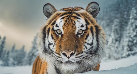 Obraz premium Siberian tiger closeup shot cinematic, tiger