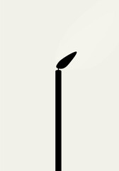 Fluctuating flame of a wax candle. Flame in the wind. Blowing out a candle. Memory of. Flat design. Vector.