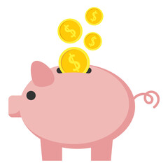 Money box. Piggy bank with coins