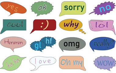 set of  speech bubble tags