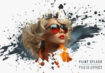 Paint Splash Explosion Photo Effect Mockup. Generative Ai