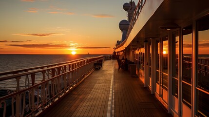 Golden Hour Glow: Sunset on Cruise Ship's Upper Deck, Captured with Canon RF 50mm f/1.2L USM - Powered by Adobe