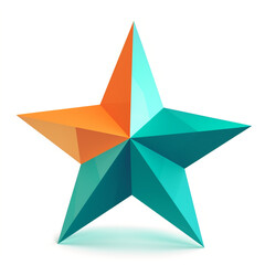Obraz premium 2D icon of a star, teal and orange aestethic, isolated subject, white background сreated with Generative Ai