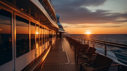 Golden Hour Glow: Sunset on Cruise Ship's Upper Deck, Captured with Canon RF 50mm f/1.2L USM