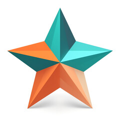 2D icon of a star, teal and orange aestethic, isolated subject, white background сreated with Generative Ai