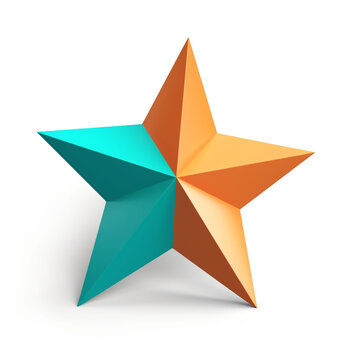 2D icon of a star, teal and orange aestethic, isolated subject, white background сreated with Generative Ai