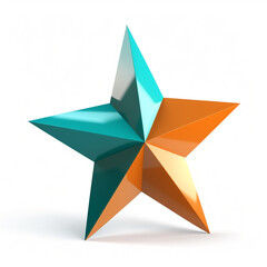 2D icon of a star, teal and orange aestethic, isolated subject, white background сreated with Generative Ai