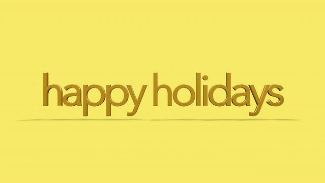 A festive greeting card featuring gold letters spelling Happy Holidays against a yellow background. Its a joyful image often used to celebrate the holiday season