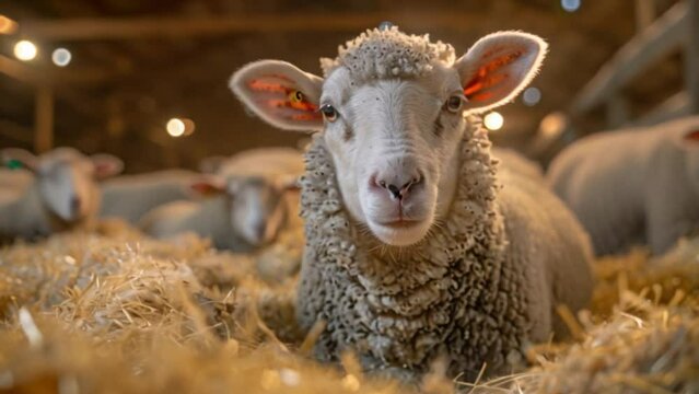 raise sheep with great joy, in farms, shear sheep to sell in market, farm scene with happy sheep