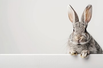 Curious Bunny Peeking Over Edge, Ideal for Easter and Springtime Imagery