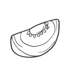 Outline Doodle Tomato Slice. Hand Drawn Illustration