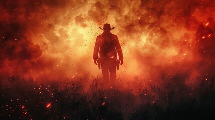 Fototapeta premium Sinister Western Silence Abstract patterns and shapes reminiscent of the foreboding silence that permeates the cursed territory of a Spaghetti Western horror