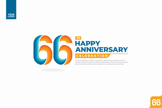 66th happy anniversary celebration with orange and turquoise gradations on white background.