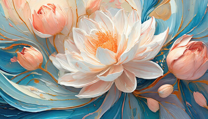 Piękne brzoskwiniowe malowane kwiaty, dekoracja generative ai 