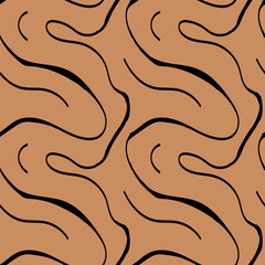 Seamless abstract pattern with squiggles and scribbles. Weaved curved lines. Chaotic ink scribbles decorative texture. Messy doodles, wavy and curly lines.