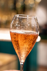 Tasting of sparkling wine champagne on winter weekend festival in December on Avenue de Champagne, Epernay, Champagne region, France