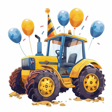 Traktor mit Luftballons