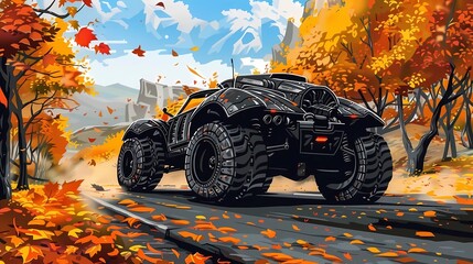 Fototapeta premium off-road car, country music background, road trip,