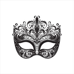 silhouettes of Halloween mask isolated on white background