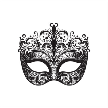 silhouettes of Halloween mask isolated on white background