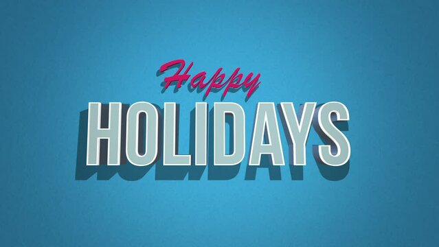Celebrate the joy of the holiday season with this cheerful image: Happy Holidays in vibrant red and blue letters, floating on a peaceful light blue background