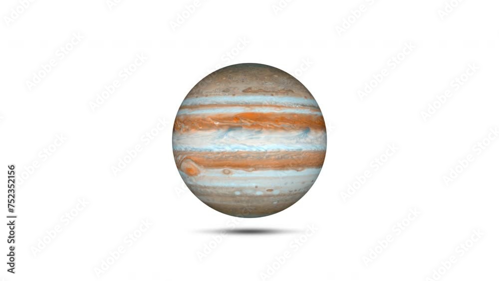 Wall mural spinning jupiter loop on white background