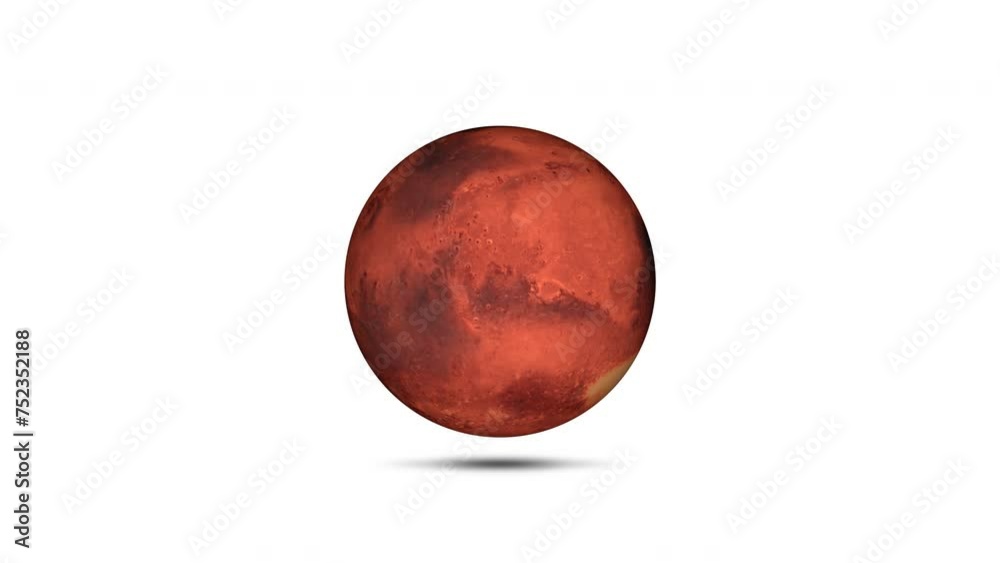 Wall mural spinning mars loop on white background