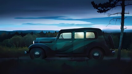 off-road car, country music background, road trip,