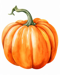 pumpkin, watercolor clipart, white background сreated with Generative Ai