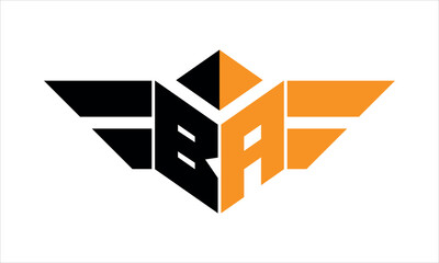 BA initial letter falcon icon gaming logo design vector template. batman logo, sports logo, monogram, polygon, war game, symbol, playing logo, abstract, fighting, typography, icon, minimal, wings logo