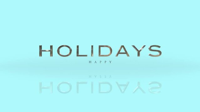 Happy Holidays logo is a sleek and modern design featuring the word Holidays stacked in white letters against a glossy blue background. Perfect for fashion and accessories
