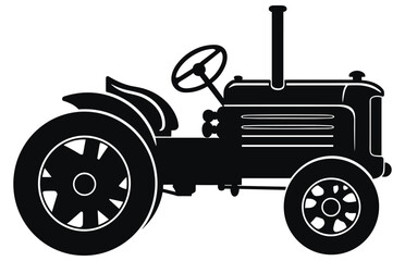 Steampunk Tractor Silhouette, Tractors Vector Silhouette,Tractor Silhouettes Modern and Antique,
