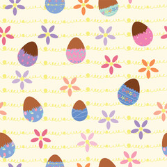 Repeat pattern with delicious chocolate easter eggs vector artwork
