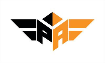 PA initial letter falcon icon gaming logo design vector template. batman logo, sports logo, monogram, polygon, war game, symbol, playing logo, abstract, fighting, typography, icon, minimal, wings logo