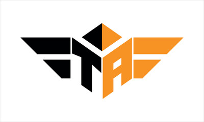 TA initial letter falcon icon gaming logo design vector template. batman logo, sports logo, monogram, polygon, war game, symbol, playing logo, abstract, fighting, typography, icon, minimal, wings logo